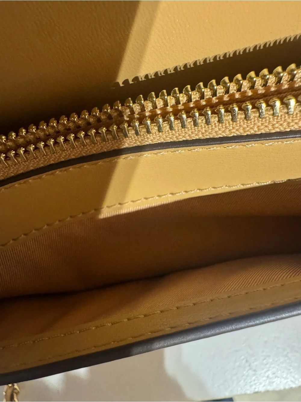 Tory Burch Glossy Mustard Patent Leather Chain Crossbody